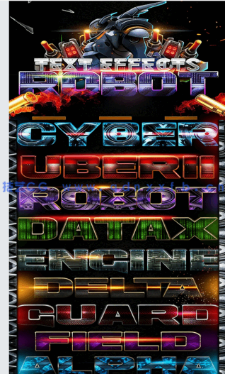 变形金刚风格影视游戏艺术特效PSD字模(图2)