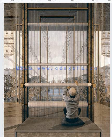  竞赛风拼贴风古风建筑景观鸟瞰剖面立面psd分层ps免扣效果图素材(图6)