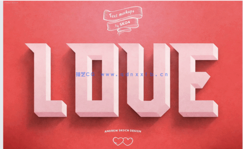 浪漫情人节爱心创意文字艺术特效PSD模版(图2)