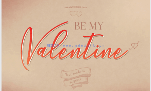 浪漫情人节爱心创意文字艺术特效PSD模版(图3)