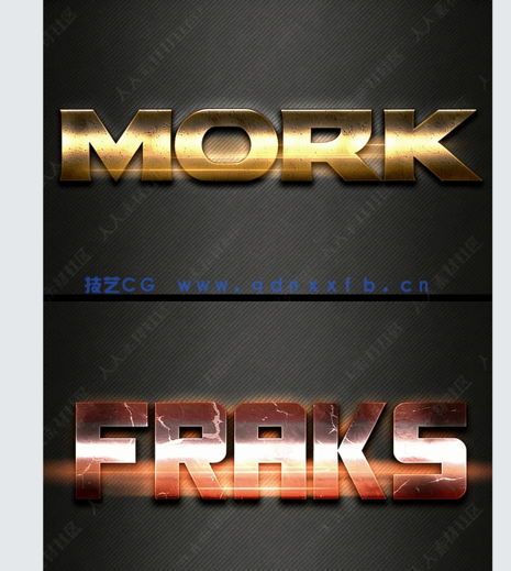现代高质量耀眼发光金属质感 艺术特效PSD字模(图3)