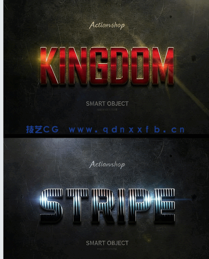 3D立体彩色金属质感艺术特效PSD字模(图2)