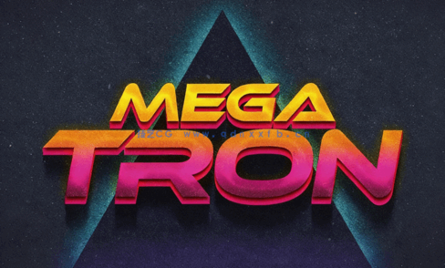 80年代华丽闪耀荧光艺术特效PSD字模(图1)