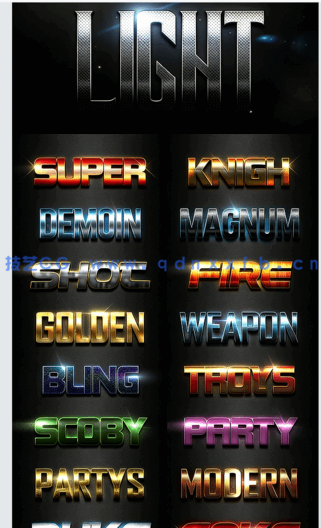 多组样式现代金属质感艺术特效PSD字模合集1-5(图1)