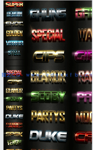 多组样式现代金属质感艺术特效PSD字模合集1-5(图2)