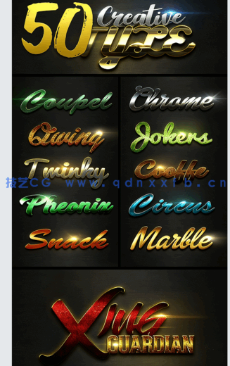 50组创意彩色金属质感艺术特效PSD字模(图4)