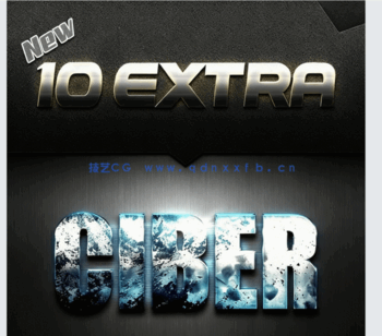 10组闪亮耀眼不同花纹反光效果艺术特效PSD字模(图3)