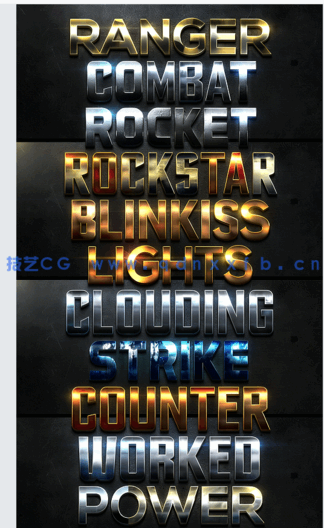 3D立体彩色金属质感艺术特效PSD字模第四季(图5)