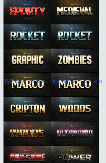 3D立体彩色金属质感艺术特效PSD字模第十季(图4) 3D立体彩色金属质感艺术特效PSD字模第十季(图4)