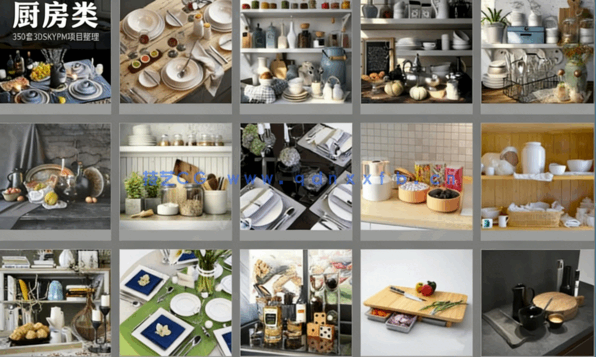 3dsky&厨房类[餐具摆设/橱柜/家电/食物]PM管理器3D模型(图2)