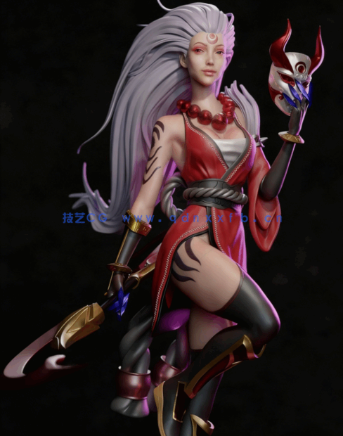 [3D打印人物] 血月·戴安娜《英雄联盟》游戏角色雕刻手办3D打印模型(图1)