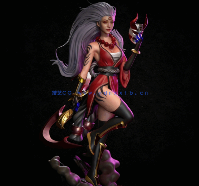 [3D打印人物] 血月·戴安娜《英雄联盟》游戏角色雕刻手办3D打印模型(图2)