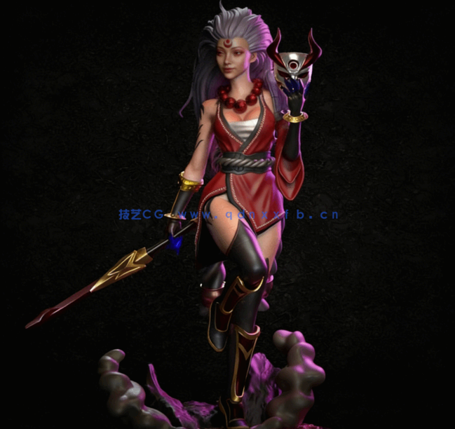 [3D打印人物] 血月·戴安娜《英雄联盟》游戏角色雕刻手办3D打印模型(图4)