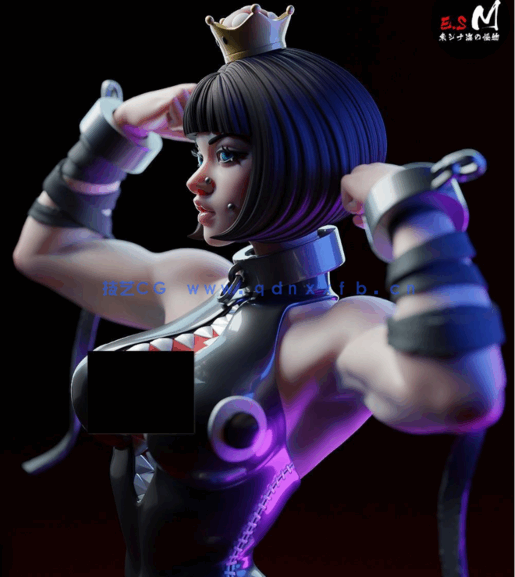 [3D打印人物] Chompette公主站姿《马里奥》游戏角色雕刻手办3D打印模型(图3)