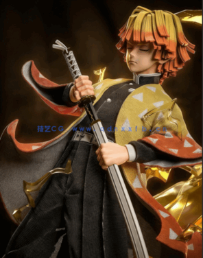 [3D打印人物] 我妻善逸Zenitsu《鬼灭之刃》动画角色雕刻手办3D打印模型(图3)