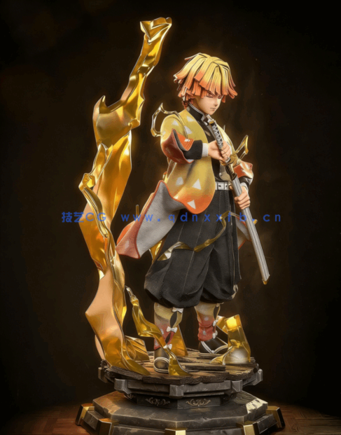 [3D打印人物] 我妻善逸Zenitsu《鬼灭之刃》动画角色雕刻手办3D打印模型(图4)