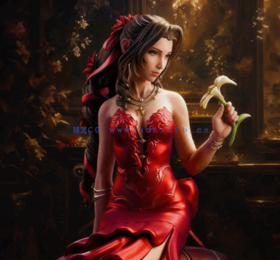 [3D打印人物] 爱丽丝Aerith坐姿《最终幻想7VII重制版》游戏角色雕刻手办3D(图1)