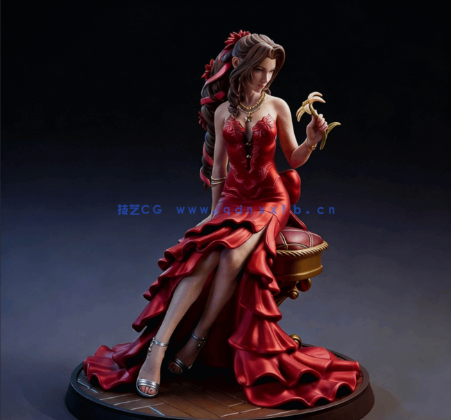 [3D打印人物] 爱丽丝Aerith坐姿《最终幻想7VII重制版》游戏角色雕刻手办3D(图2)