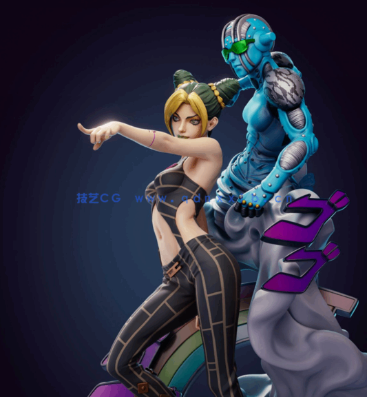 [3D打印人物] 空条徐伦《JOJO的奇妙冒险》动漫角色雕刻手办3D打印模型(图3)