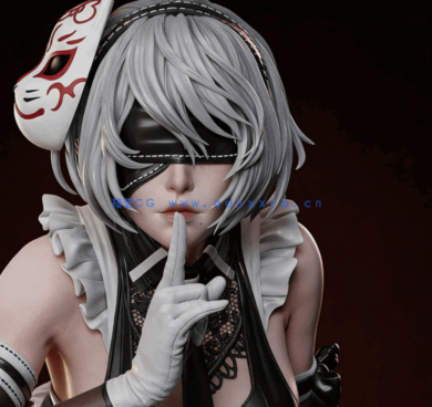 [3D打印人物] 尤尔哈2B面具《尼尔：机械纪元》游戏角色雕刻手办3D打印模型(图1)