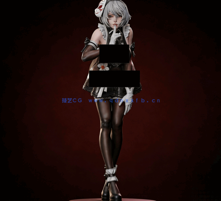 [3D打印人物] 尤尔哈2B面具《尼尔：机械纪元》游戏角色雕刻手办3D打印模型(图2)