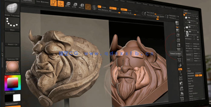 ZBrush奇幻野兽生物雕刻设计实例制作视频教程(图5)