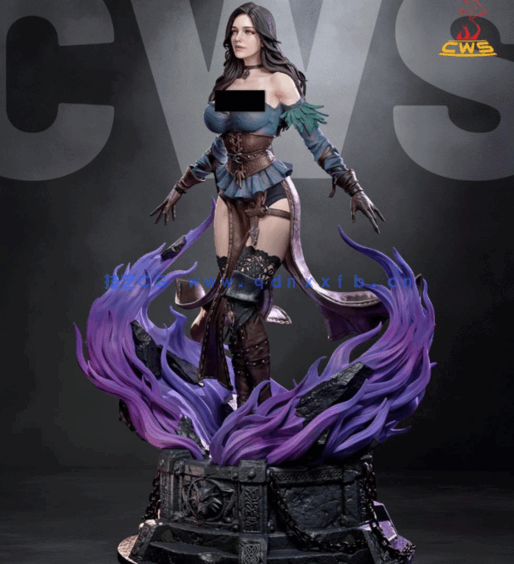 [3D打印人物] 叶奈法Yennefer施法动作《巫师》游戏角色雕刻手办3D打印模型(图3)