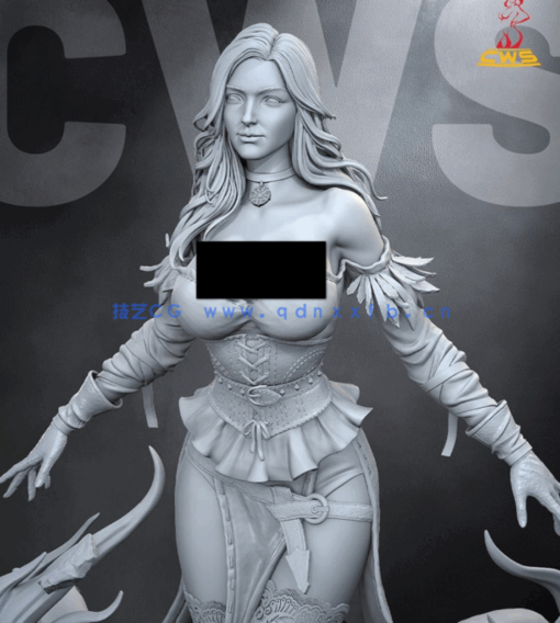 [3D打印人物] 叶奈法Yennefer施法动作《巫师》游戏角色雕刻手办3D打印模型(图5)