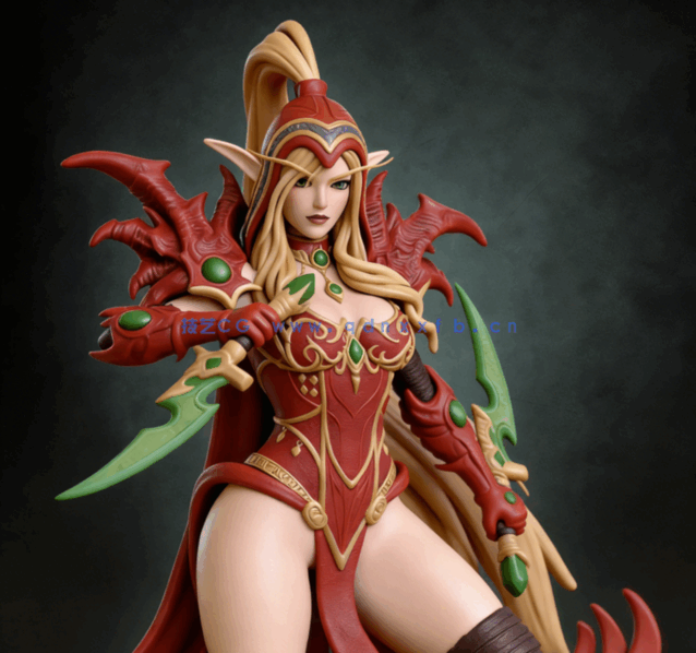 [3D打印人物] 女血精灵瓦莉拉·萨古纳尔《魔兽世界》游戏角色雕刻手办3D打印(图1)