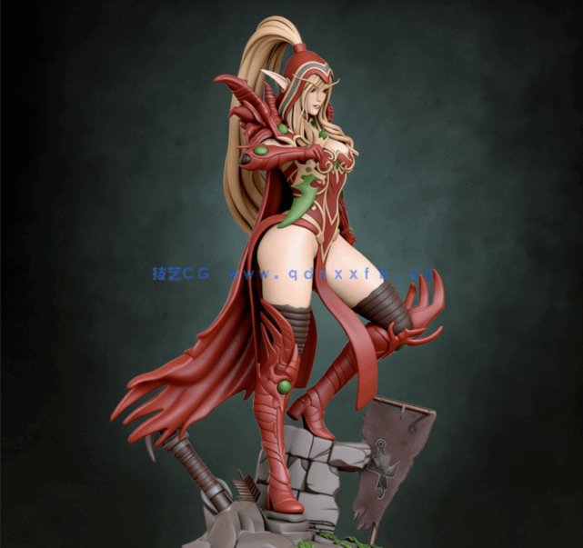 [3D打印人物] 女血精灵瓦莉拉·萨古纳尔《魔兽世界》游戏角色雕刻手办3D打印(图3)
