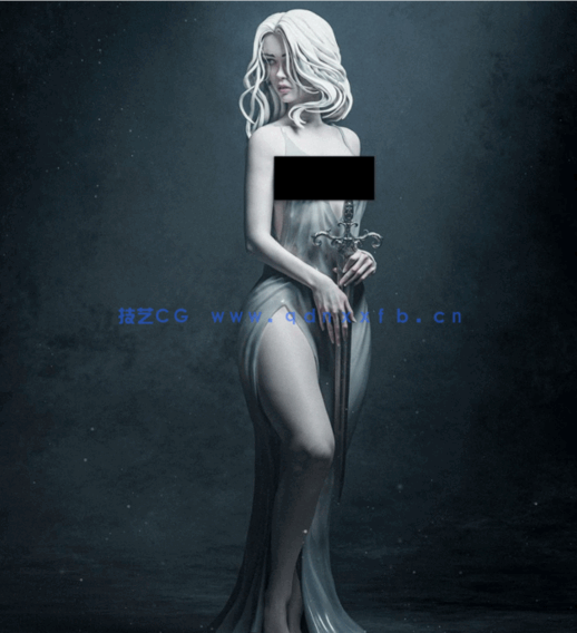 [3D打印人物] 湖中女士Lady of the Lake亚瑟王传说游戏角色雕刻手办3D打印(图2)