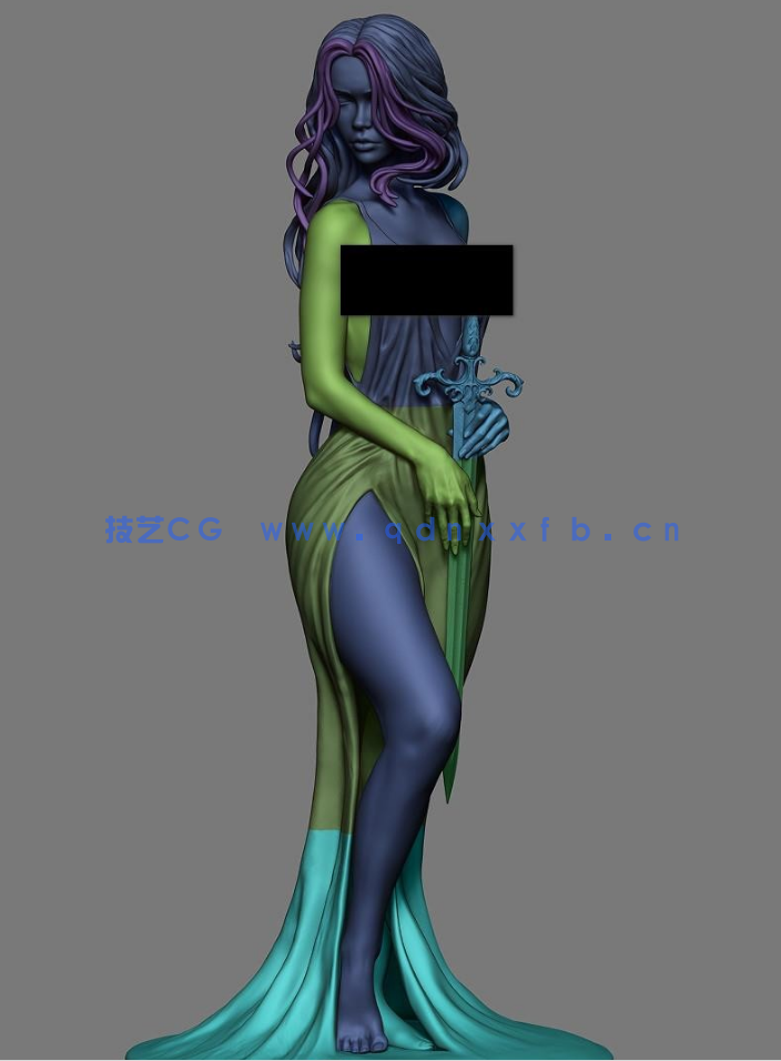 [3D打印人物] 湖中女士Lady of the Lake亚瑟王传说游戏角色雕刻手办3D打印(图5)