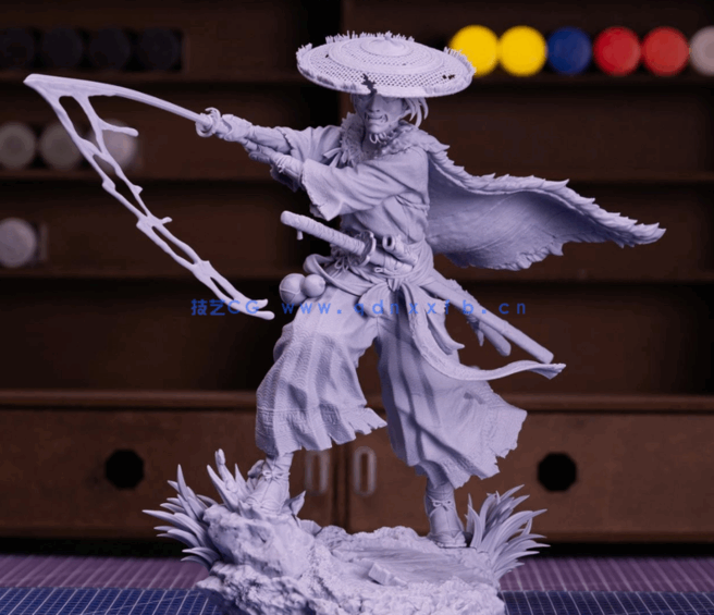 [3D打印人物] 笃Atsu站姿《羊蹄山之魂》游戏角色雕刻手办3D打印模型(图5)