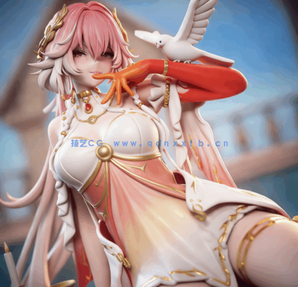 [3D打印人物] 长离Changli坐姿《鸣潮》游戏角色雕刻手办3D打印模型(图1)