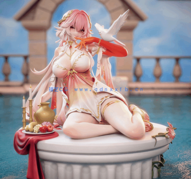 [3D打印人物] 长离Changli坐姿《鸣潮》游戏角色雕刻手办3D打印模型(图2)