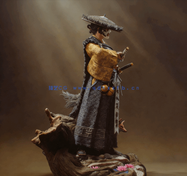 [3D打印人物] 笃Atsu持剑《羊蹄山之魂》游戏角色雕刻手办3D打印模型(图3)