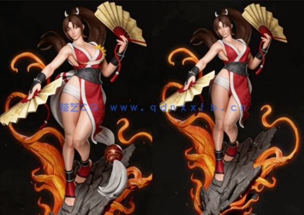 [3D打印人物] 不知火舞三种服饰《街头霸王6》版游戏角色雕刻手办3D打印模(图2)