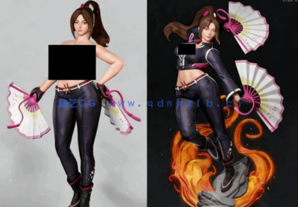 [3D打印人物] 不知火舞三种服饰《街头霸王6》版游戏角色雕刻手办3D打印模(图3)