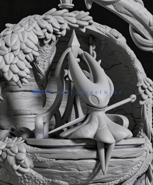 [3D打印人物] 黄蜂女Hornet坐姿《空洞骑士》游戏角色雕刻手办3D打印模型(图4)