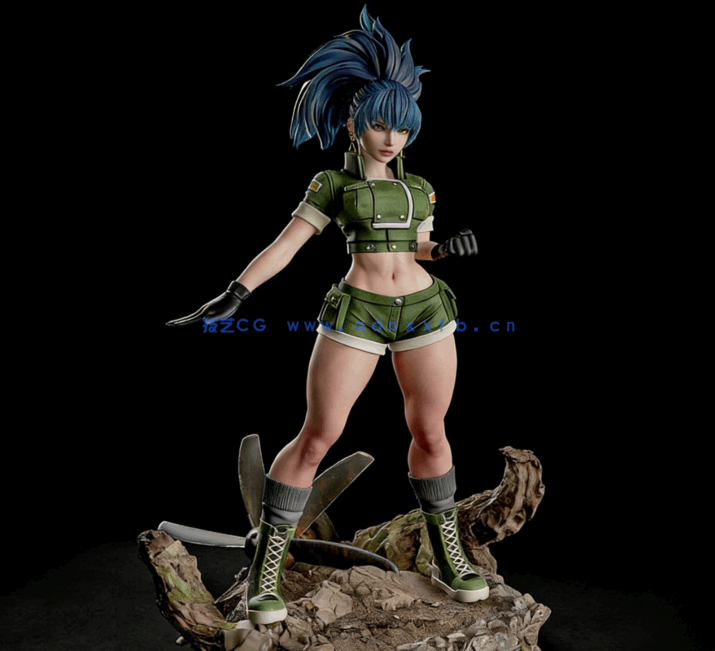 [3D打印人物] 莉安娜·哈迪兰Leona Heidern《拳皇》游戏人物角色雕刻手办3D(图1)