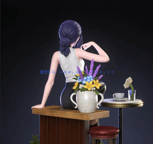 [3D打印人物] 蕾塞Reze坐姿《链锯人》动画角色雕刻手办3D打印模型(图4)