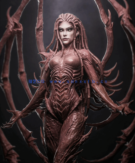 [3D打印人物] 凯瑞甘刀锋女王站姿《星际争霸》游戏人物角色雕刻手办3D打印(图1)