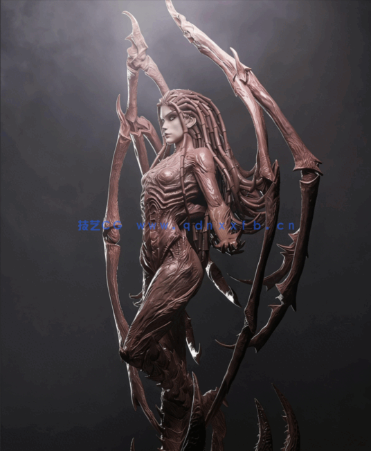 [3D打印人物] 凯瑞甘刀锋女王站姿《星际争霸》游戏人物角色雕刻手办3D打印(图4)