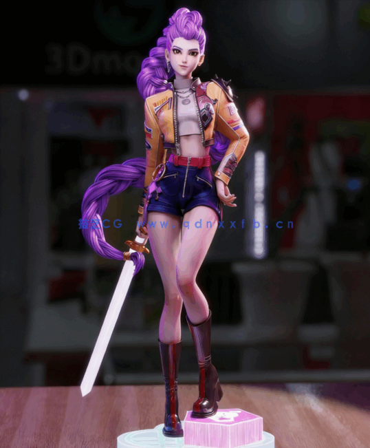 [3D打印人物] Rumi持剑《K-Pop恶魔猎人》动画角色雕刻手办3D打印模型(图2)