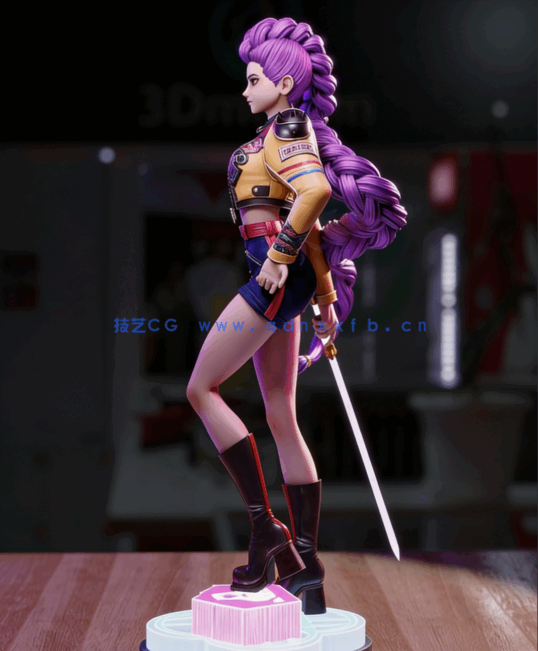 [3D打印人物] Rumi持剑《K-Pop恶魔猎人》动画角色雕刻手办3D打印模型(图4)