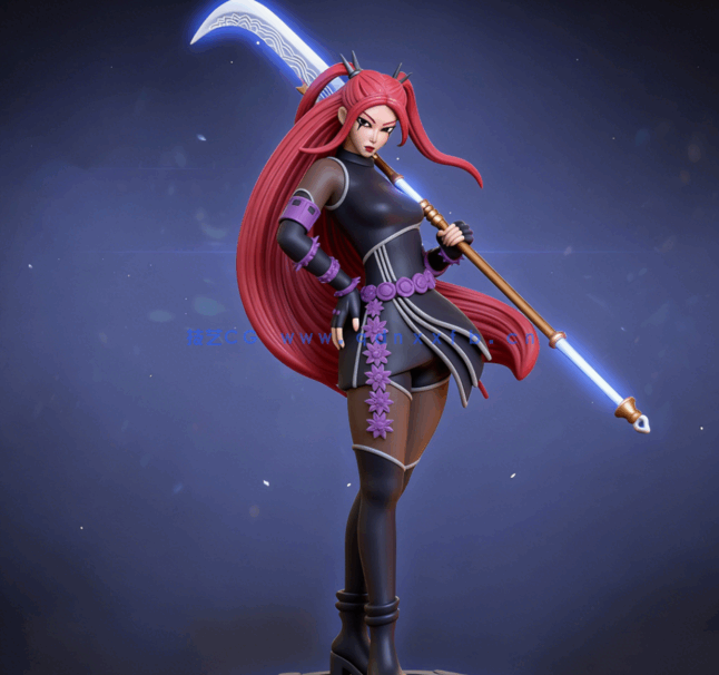 [3D打印人物] 韩系流行美学暗黑恶魔女猎人角色雕刻手办3D打印模型(图2)