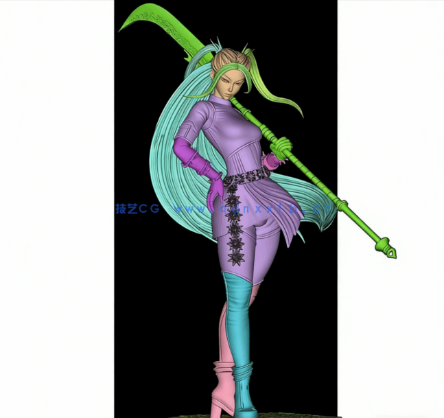 [3D打印人物] 韩系流行美学暗黑恶魔女猎人角色雕刻手办3D打印模型(图5)