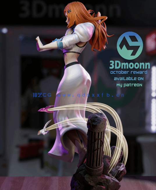 [3D打印人物] 井上织姬Orihime战斗动作《死神》动漫角色雕刻手办3D打印模(图4)