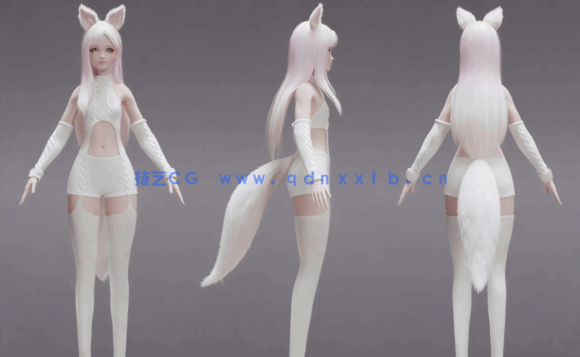 [3D打印人物] 兔耳儿女郎角色《命运方舟》游戏角色3D模型(图5)