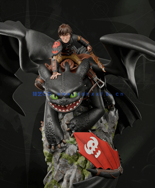 [3D打印人物] 小嗝嗝与无牙Hiccup《驯龙高手》动漫角色雕刻手办3D打印模型(图1)